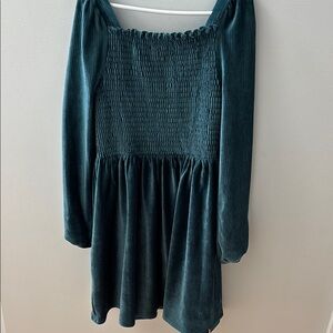 Teal Long Sleeve Smocked Dress